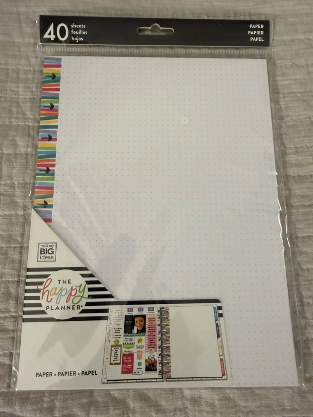 The Happy Planner Dot Grid 40 Sheet Paper Refill - White with Multicolor Edge